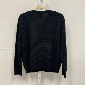 Anrabess Black‎ Knit Cardigan Sweater Gold Crest Button Front Pocket Size Medium thumbnail 2