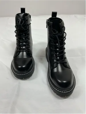 Womans New Ichigo Ankle Combat Boots Black 9.5 M thumbnail 2