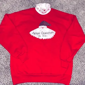 Vtg 80s Jerzees ugly Christmas sweatshirt single stitch/faux turtleneck Sz Large thumbnail 1
