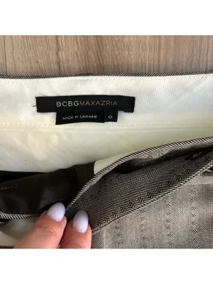 BCBGMaxazria Taupe Gray Pinstripe Preppy Dress Wool Pants US0 Bootcut Classic thumbnail 4