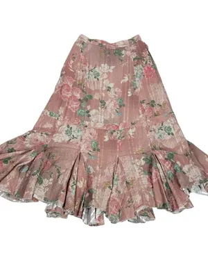 Free People Ethereal Dainty Cottage Bordeaux Floral Maxi Skirt Size Medium thumbnail 5