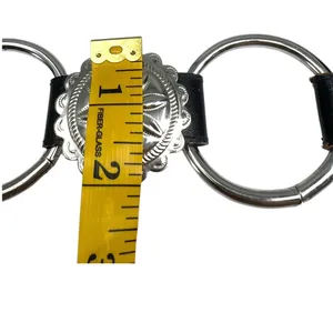M western-style belt silver conchos black leather straps ring hardware women's thumbnail 5