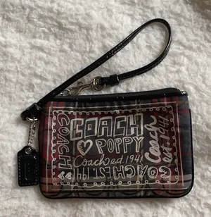 Coach Poppy Classic Red Tartan Wristlet thumbnail 1