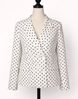NA-KD Polka Dot Double Breasted Blazer EU 36 US 4 Black White Tailored thumbnail 1