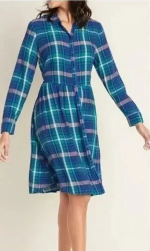 Old navy plaid shirt dress size large thumbnail 1