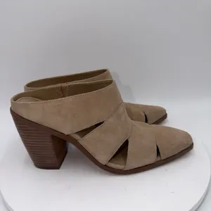 Vince Camuto Aimie Tan Suede Slip On Block Heels Mules Women's Size 8.5‎ thumbnail 2