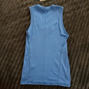 Free People U-Neck Blue Ribbed Tank Top thumbnail 5