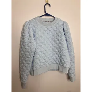 Tuckernuck Sport Quilted Sweatshirt Women S Light Blue Excellent Puff Shoulder thumbnail 3
