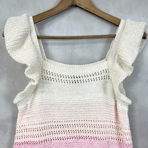 Scoop Womens‎ Sweater Tank Size Small Open Knit Ruffle Bohemian Feminine Cottage thumbnail 2