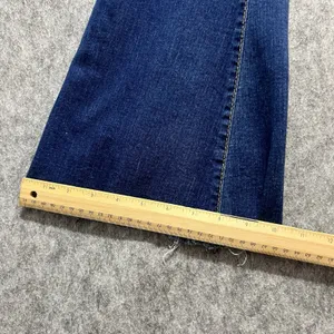 Galmint Womens US 4 Blue Denim Flare Bell Bottom Jeans Raw Hem Stretch‎ thumbnail 4