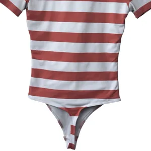 Aritzia Babaton White Pink Striped Short Sleeve Bodysuit‎ Feminine Festival Feminine XS thumbnail 8