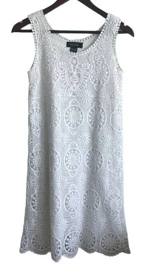 Karen Kane‎ Women Boho Coastal Crochet Lace Mini Dress S Beachy White Sleeveless thumbnail 1