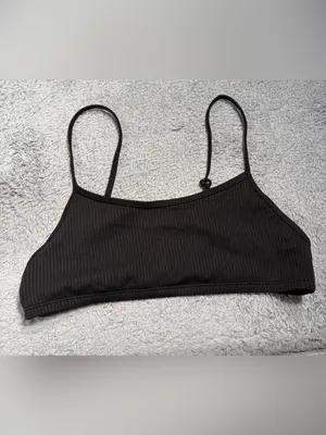 Halara ribbed bikini top swimsuit medium black thumbnail 2