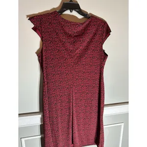 Kathie Lee Collection Red Black All Over Print Asymmetrical Cap Sleeve‎ Dress XL thumbnail 3