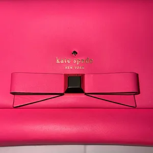 Kate Spade Vibrant Pink Clutch with Bow Accent thumbnail 2