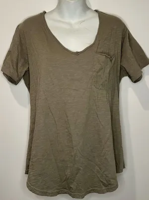 Pact 100% Organic Cotton V-Neck Pocket Tee Olive Green Size L Large EUC!!! thumbnail 1