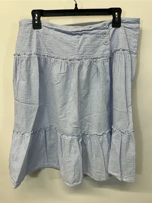 Princess Polly Light Blue Seersucker Tiered A-Line Skirt size 10 thumbnail 1