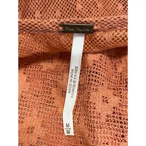Free People Heartstrings Summer Orange Floral Puff Sleeve Crop Blouse Top Size M thumbnail 3