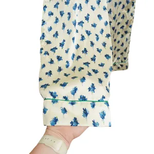 Kate Moss Topshop Blue Floral Satin Wide Leg Trouser Pants Y2K Vintage Chic thumbnail 4