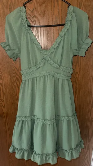 TJ Maxx Green Ruffle Dress thumbnail 1