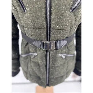 Sam Edelman Circus Women’s M Winter Jacket Faux Sherpa Collar Wool Tweed Green thumbnail 8