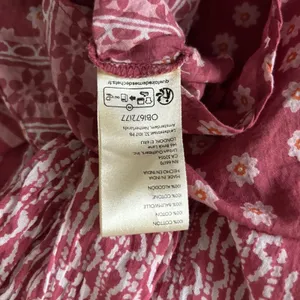 Free People Elena Top 100% Cotton Pink Boho Floral Peasant Blouse Size Small thumbnail 5