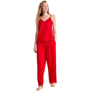 NEW State Of Day Womens Lace-Trim Camisole Pajama Top 100198303MS Tango Red 2XL thumbnail 6