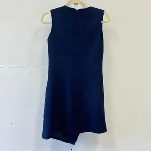 Osman London‎ Sleeveless Wrap Gathered Mini Dress Asymmetric Hemline Navy Size 4 thumbnail 3