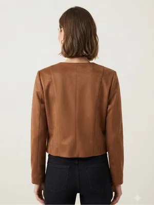 GEMMA JANE Faux Suede Button-Front Jacket S 18.5” p2p Mocha Brown NWT thumbnail 7
