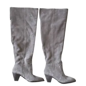 Vince Camuto Grey Suede Over The Knee Boots Pointed Toe Block Heel 6.5 Wide Calf thumbnail 3