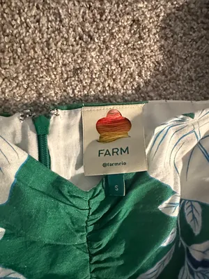 Farm Rio Soft Linen Green & Blue Floral Long-Sleeve Mini Dress thumbnail 2