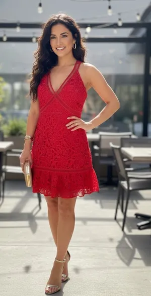 Revolve ASTR The Label High Neck Lace Dress Red Size Small thumbnail 1