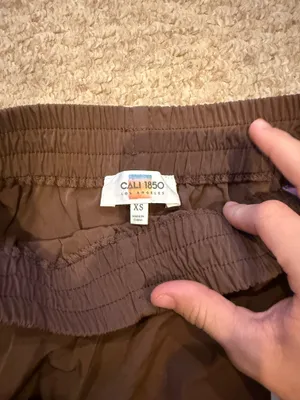 Brown athletic shorts with pink stripes and bows thumbnail 4