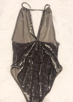 Urban Outfitters Gray Velvet Bodysuit thumbnail 3