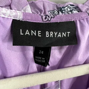 Lane Bryant NWT Sz 24 Sleeveless Notch Neck Elastic Waist Purple Floral Dress thumbnail 2