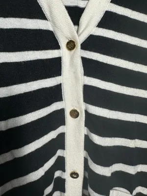 Ralph Lauren Black and White Striped V-Neck Cardigan thumbnail 5