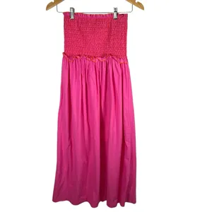 Pomander Place Tuckernuck Strapless Jessie Maxi Dress Size Small‎ Pink Smocked thumbnail 2