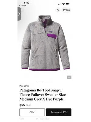 Patagonia Polartec Thermal Pro Gray and Purple Fleece Pullover Jacket Sz S thumbnail 8