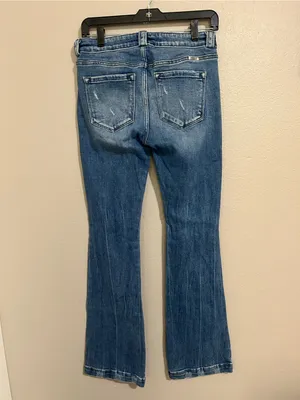 Kancan Low Rise Distressed Medium Wash Flare Denim Jeans Women’s Size 9 28 thumbnail 6