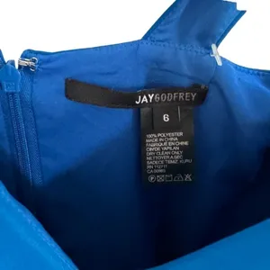 Jay Godfrey Cobalt Blue Deep‎ V-neck Plunge Midi 6 Cocktail Dress thumbnail 6