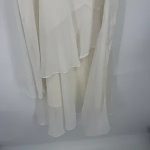 Vintage JSong White 100% Linen One Shoulder Embroidered Leaf‎ Maxi Dress 8 thumbnail 5