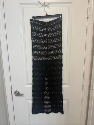 Alice + Olivia Ettley Lace Maxi Skirt Size 2 Black Ivory Lined Sheer Feminine thumbnail 2