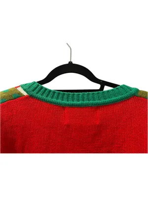 Elf Body Ugly Christmas Cardigan Sweater Women's Size XL Knit Holiday Peppermint thumbnail 7