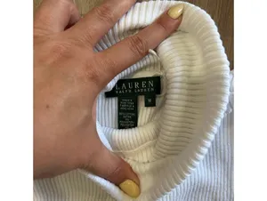 Lauren Ralph Lauren Women's White Rib Knit Preppy Turtleneck Classic Sweater M thumbnail 4