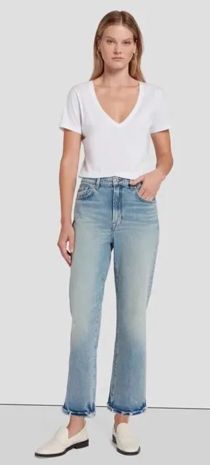 7 For All Mankind Logan Frost Stovepipe Jean with Fold Up Hem Size 26 thumbnail 1