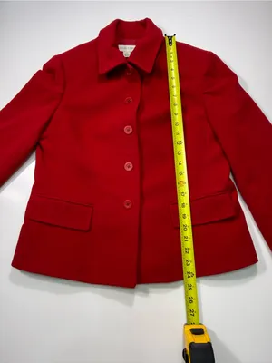Casual Corner Wool Blend Women's Vibrant Red Button Jacket Size L thumbnail 3