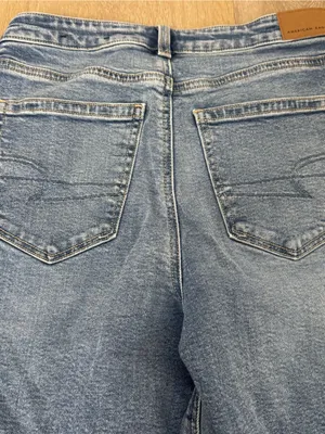 American Eagle Distressed Mom Jean Blue Denim Jeans thumbnail 8