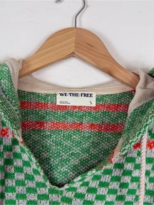 Free People We The Free Cherry Cola Sweater Hooded Thermal Long Sleeve thumbnail 7