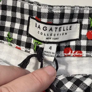 Bagatelle Collection Cherry Gingham Shorts Black White Red Check Size 4 NWT‎ thumbnail 9