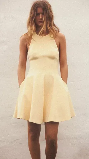 Zara mini halter dress butter yellow evening party wedding dress thumbnail 11